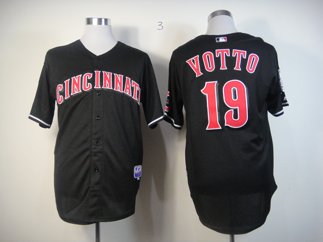 Men MLB Cincinnati Reds #19 Votto black Fashion jerseys->cincinnati reds->MLB Jersey